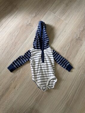 Carter's Navy & White Striped Hooded One-Piece